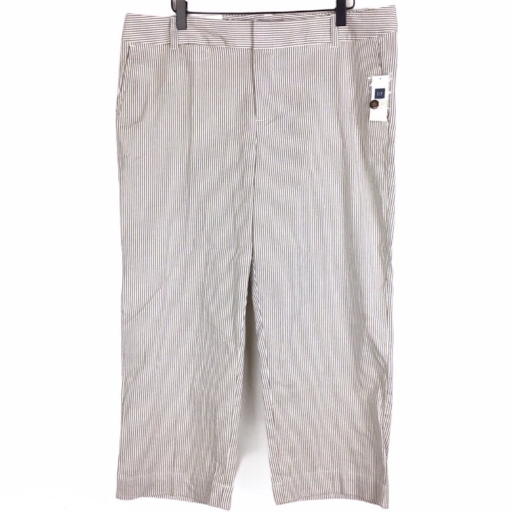 GAP Pants Crop Capri Curvy Fit Striped Classic Neutral Minimalist Plus Size 14